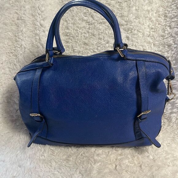 Ora Delphne pebble leather Royal Blue medium Satchel gold tone hardwares. - Picture 1 of 16